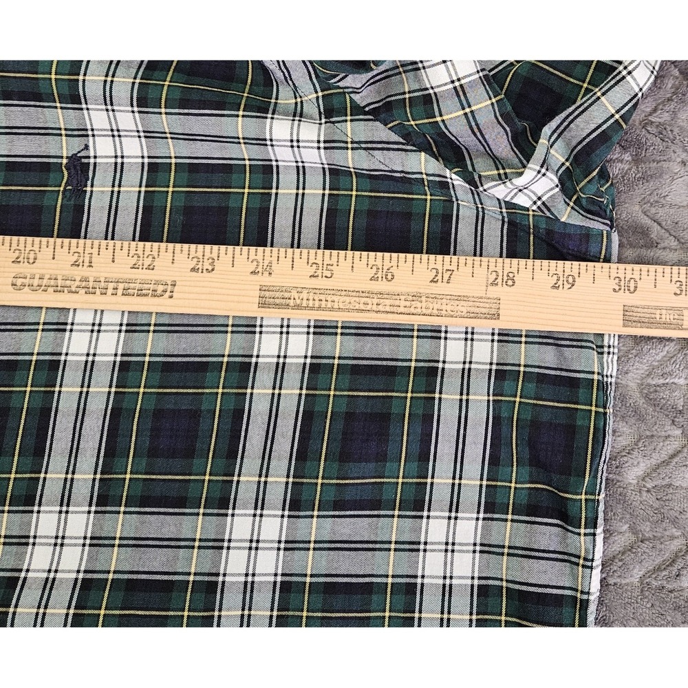 Polo Ralph Lauren Shirt Men Size 2XB Button Up Long Sleeve Green Navy Plaid Pony - Picture 5 of 7